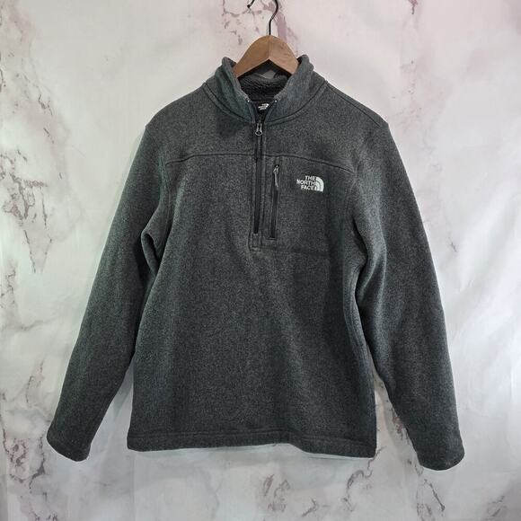 North Face Jacket Men Medium Gray Half Zip Recycled Fleece Gordon Lyons Sweater - Picture 1 of 11